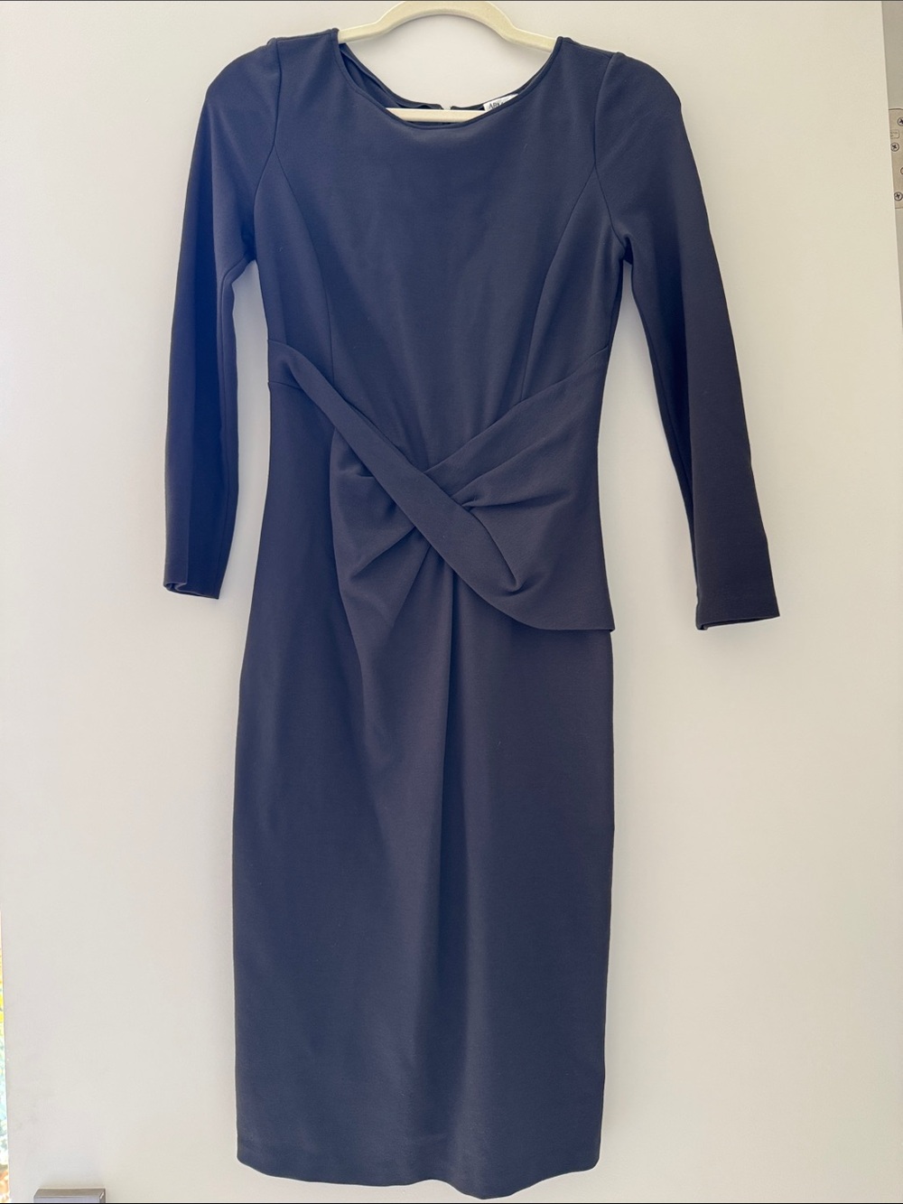 Armani Collezioni Black Long-Sleeve Twist-Front Sheath Dress